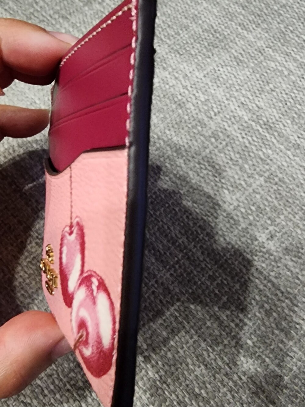 Coach Slim Id Card Case With Cherry Print - Picture 10 of 11